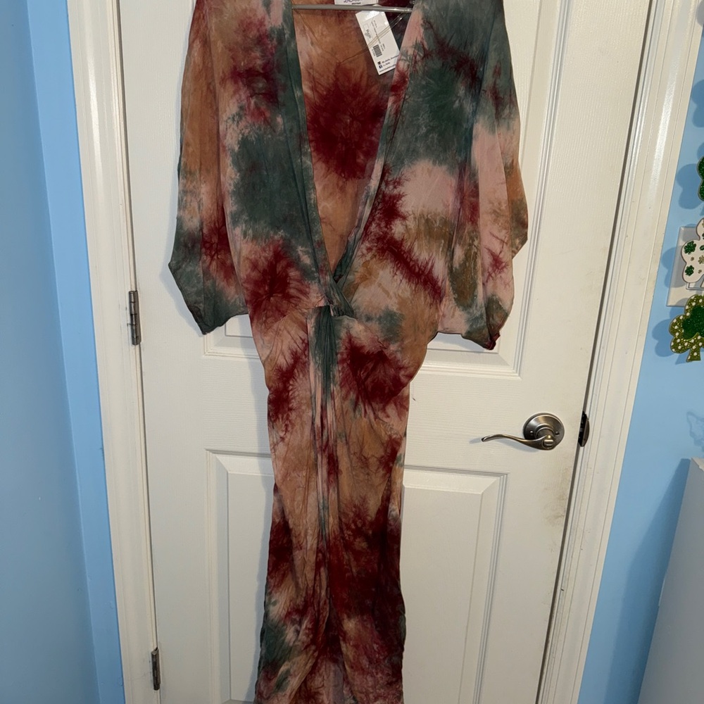Tie-Dye Maxi Dress in Red and Green